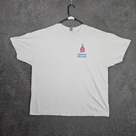 Gildan DryBlend Mens 2XL Sherwin Williams Logo Graphic T-Shirt White‎ Workwear